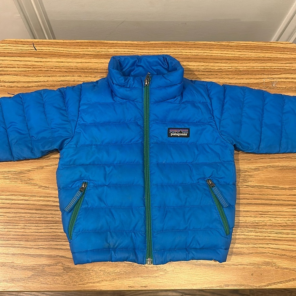 Blue Patagonia Down Sweater Jacket 6M